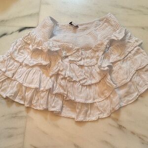 Subdued Mini Ruffle Skort In White | Size Small